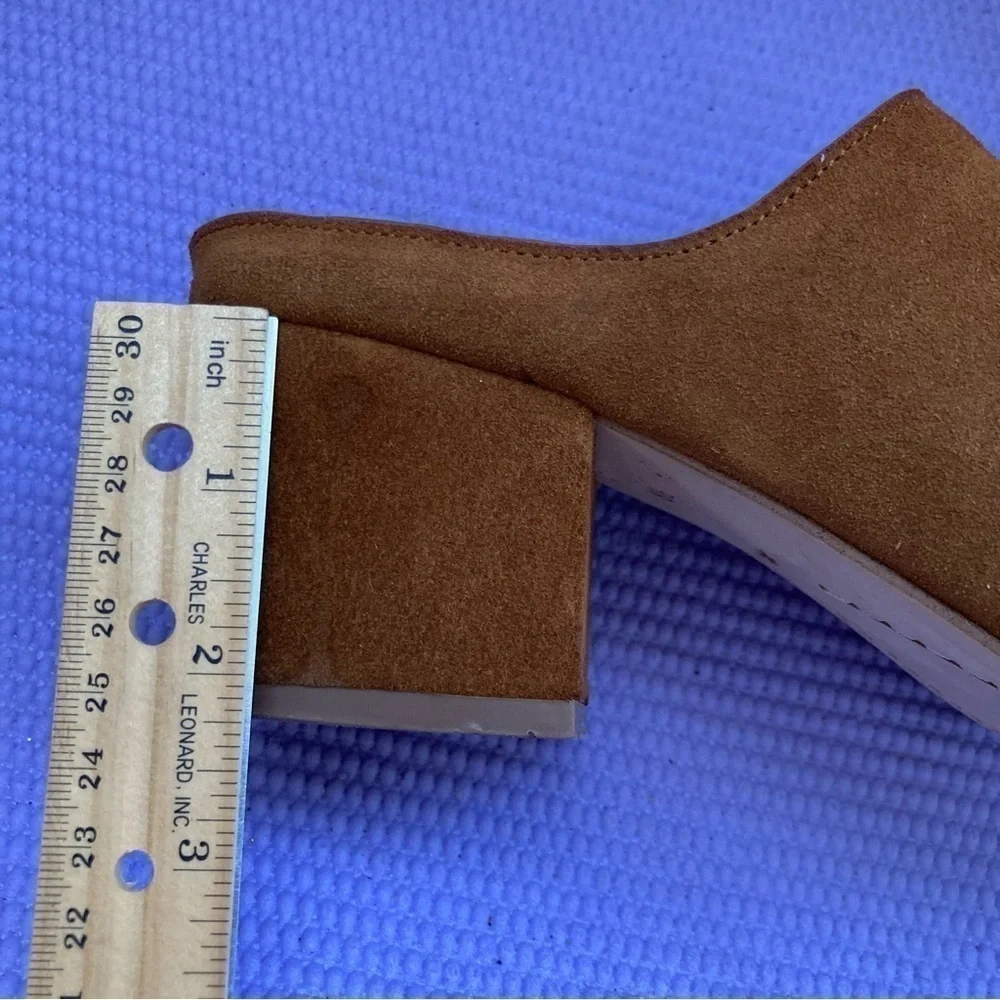 Splendid Women's 8.5 Danica Mule Sandal Open Toe Neutral Tan Suede Block Heel